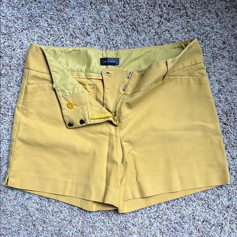 The Limited High Waist Yellow Shorts Casual Cotton Blend